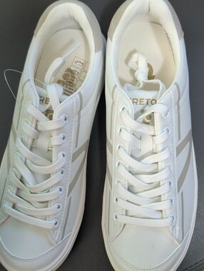 White Low-Top Sneakers with Light Gray Accents